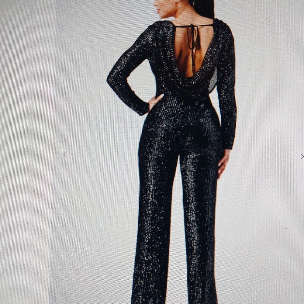 Black Sequin Jumpsuit